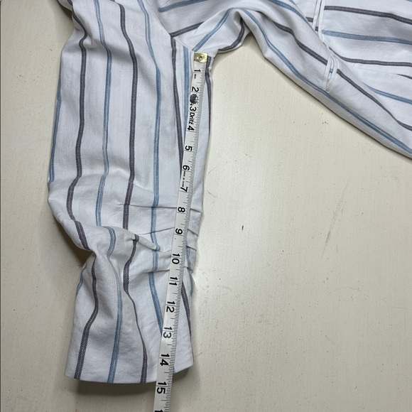 Talbots Women's Cinched Cuff Blazer White Black Stripe Cotton Size 16 - Picture 16 of 16